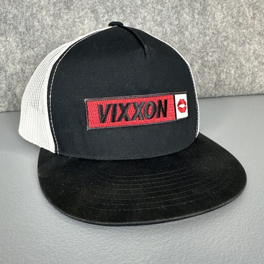 Vixxon Hat Unisex OS Black White Logo Trucker Snapback Flat Bill Dixxon Cap
